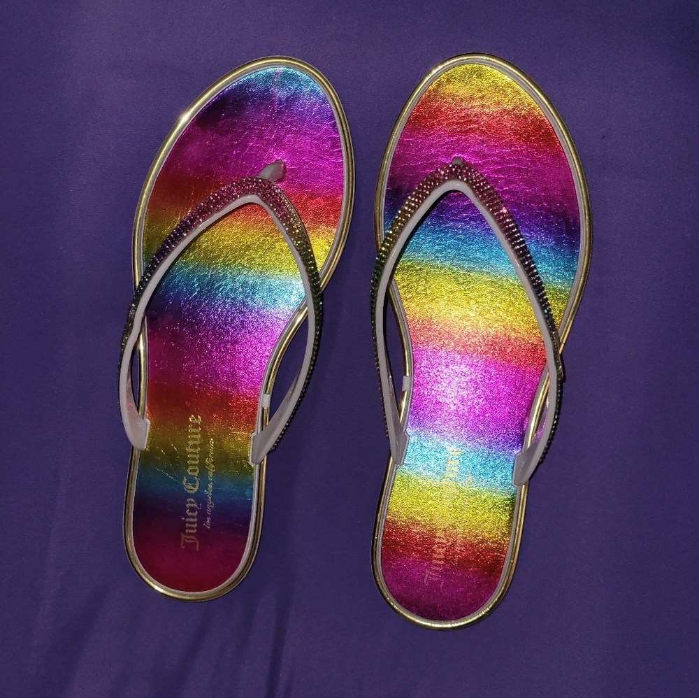 Juicy Couture rainbow 🌈 bling💎 sandals! Size 7/8